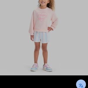 Cat & Jack Pink Heart Sweatshirt and Striped Shorts Set